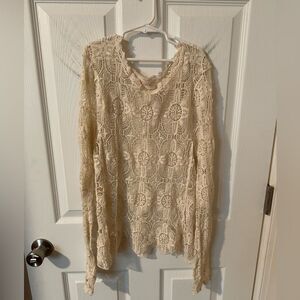 Crystal K Long Sleeve Crochet Style Top - Small/Medium Boho